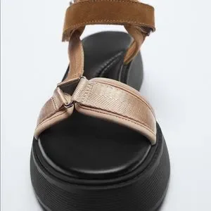 Zara sporty style thick sole flat strappy sandals